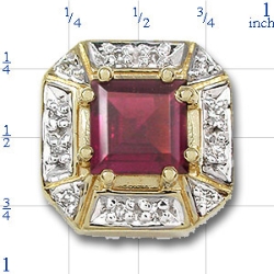 Y1716 14K SCORED GARNET & DIAMOND SLIDE 
